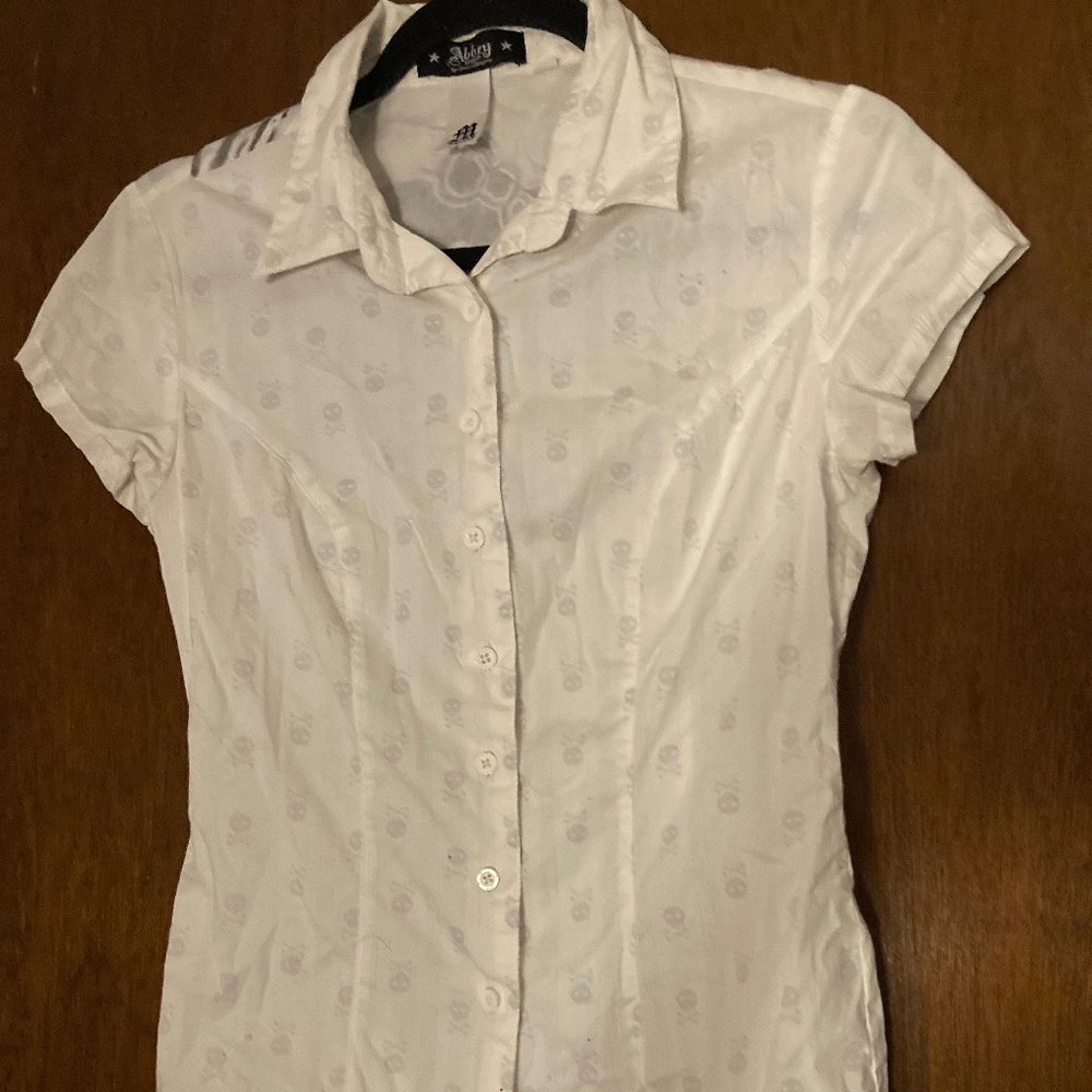 Avril Lavigne Abbey Dawn Vintage Y2K skull button down shirt